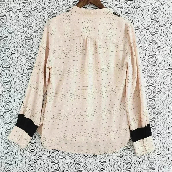 Freeway Button up Pattern Long sleeve Lace Women's Chiffon Blouse L - Picture 3 of 7